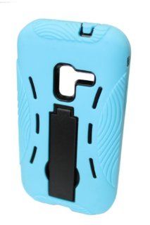 GO SC296 Dual Robot Rubberized Protective Hard Case with Stand for Samsung Attain R920 (Metro PCS)   1 Pack   Retail Packaging   Light Blue Cell Phones & Accessories