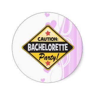 caution bachelorette party yellow warning sign fun round sticker