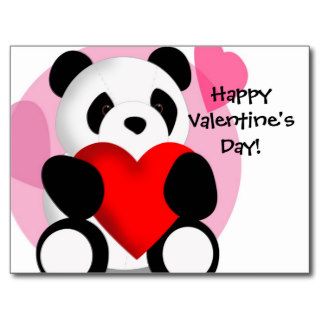 Panda Hearts Valentine's Postcard