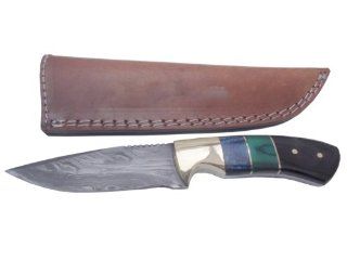 Custom Made Damascus Steel Hunting Knife Newwith Brass Guard 8"pt 299  Hunting Fixed Blade Knives  Sports & Outdoors