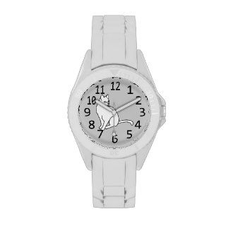 Outline drawing cat sitting Numbered Watch