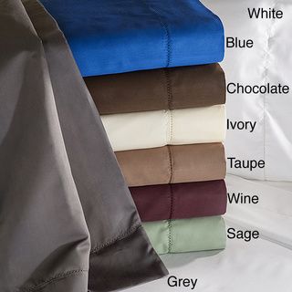 Cotton Rich 600 Thread Count Hem Stitch Sheet Set and Optional Pillowcase Separates Sheets