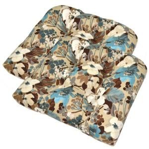 Hampton Bay Riviera Floral Tufted Outdoor Seat Pad (2 Pack) 7425 02220300