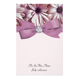 Pink Daisies Bow & Ribbon Wedding Stationery
