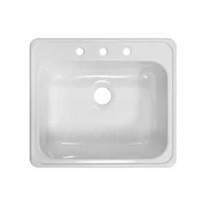 Lyons Industries Style X Top Mount Acrylic 22x25x9 3 Hole Single Bowl Kitchen Sink in White DKS01X