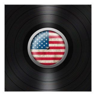 American Flag Vinyl Record Album Graphic Custom Invitations