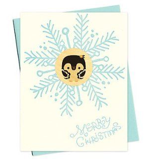 pine penguin   letterpress + wood holiday card  Greeting Cards 