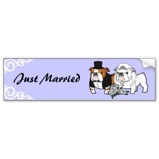 Bulldog Just Married Bumper Stickers