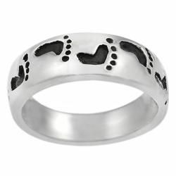 Tressa Sterling Silver Oxidized Footprint Band Ring Tressa Sterling Silver Rings