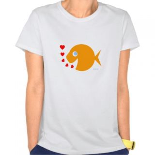 Cute Blue Eyes Cartoon Goldfish Ladies Shirt