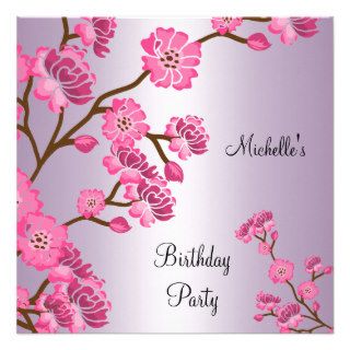 Elegant Floral Pink Lilac Birthday Party Invitations