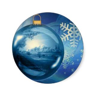 Ball christmas ornaments evening advent blue round sticker