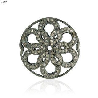 25*7mm Sterling Silver Diamond Pave Disc Connector Finding Antique Look Jewelry Jewelry