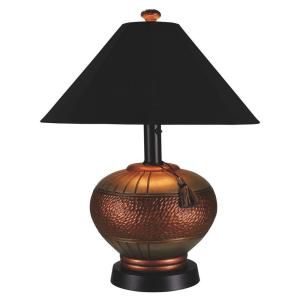 Patio Living Concepts Phoenix 32 in. Outdoor Antiqued Copper Table Lamp with Black Sunbrella Shade 53917