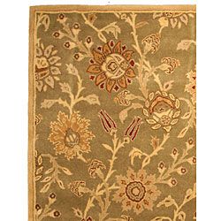Floral Light Green Rug (8'6 x 11'6) EORC 7x9   10x14 Rugs