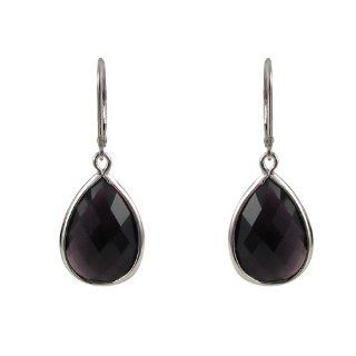 Dark Purple CZ Sterling Silver Teardrop Dangle Leverback Earrings Large Jewelry