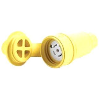Woodhead 27W81 Watertite Wet Location Locking Blade Connector, 3 Phase, 5 Wires, 4 Poles, NEMA L21 20 Configuration, Yellow, 20A Current, 120/208V Voltage Electric Plugs