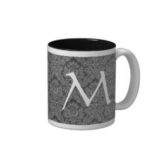 Monogram M Traditional Damask Custom Mug Gift