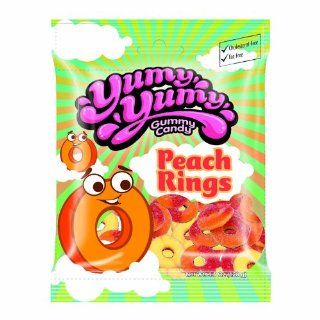 Yumy Yumy Legends, Peach Rings Gummy Candy, 4.5 Oz. (Pack of 12)  Halal Peach Rings  Grocery & Gourmet Food