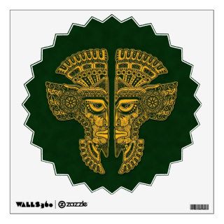 Yellow Mayan Twins Mask Illusion on Green Room Graphic