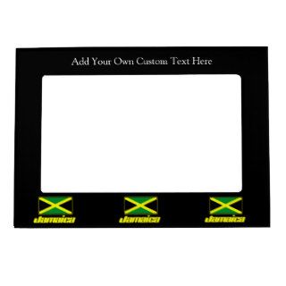 Black with Jamaica Flag Photo Frame Magnets
