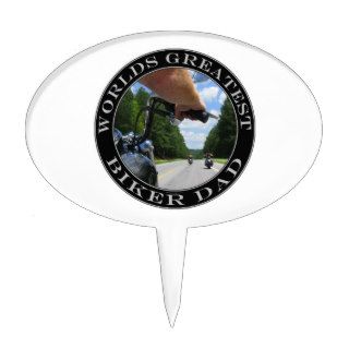 Motorcycle Riding Worlds Greatest Biker Dad 2 Oval Cake Topper
