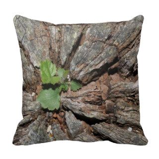 Picture of Old Wood with Plant. Pillow