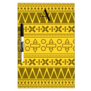Monogram yellow aztec pattern Dry Erase boards