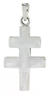 Sterling Silver Patriarchal Cross Pendant, 1 1/8" (29mm) tall Necklaces Jewelry