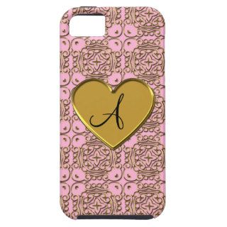 Monogram light pink gold moroccan damask iPhone 5 case