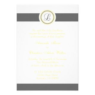L Monogram Dot Circle Wedding Invitations (Gray)