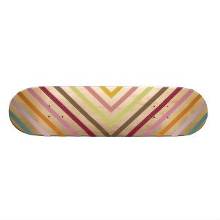 Girly Mod Pink Purple Green Orange Stripes Pattern Skateboard Deck