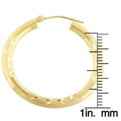 Fremada 14k Yellow Gold Diamond cut Hoop Earrings (30 mm) Fremada Gold Earrings