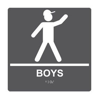 ADA Boys Braille Sign RRE 155 99 WHTonCHGRY Mens / Boys  Business And Store Signs 
