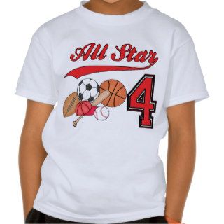 All Star Sports 4th Birthday T Shirts
