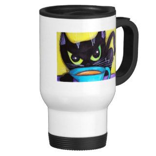 Black Coffee Cat Coffee Mugs