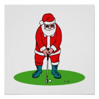 Golfing Santa Poster