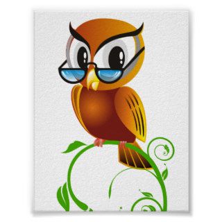 lechuza_Vector_Clipart cartoon owl teacher smart Poster