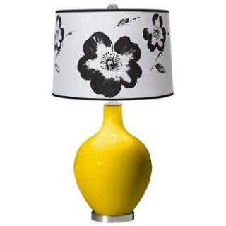 Citrus Black and White Flower Shade Ovo Table Lamp    