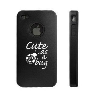 Apple iPhone 4 4S 4G Black D8364 Aluminum & Silicone Case Cover Cute As A Bug Ladybug Cell Phones & Accessories