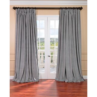 Silver Grey Velvet Blackout Extra Wide Curtain Panel EFF Curtains