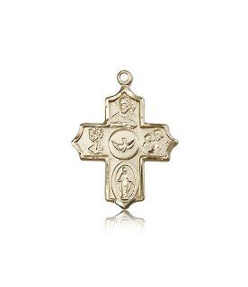 14kt Solid Gold Pendant 5 Five Way Medal 7/8 x 5/8 Inches  4255  Comes with a Black velvet Box Pendant Necklaces Jewelry