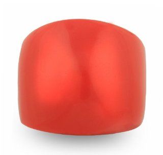 JanKuo Jewelry Silver Tone Artificial Stone Glass Red Coral Dome Cocktail Ring with Gift Box Jewelry