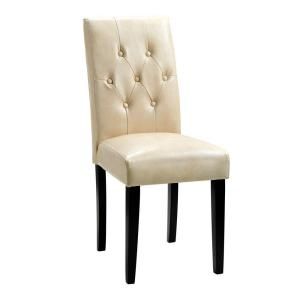 Home Decorators Collection Cooper Textured Leather Cream Tufted Parsons Chair 0552900820