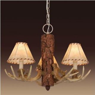 Vaxcel Lighting CH33003NS Three Light Up Lighting Chandelier from the Lodge Collection, Noachian Stone   Antler Chandelier  