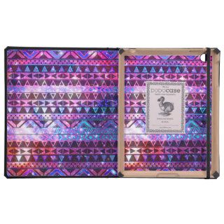 Girly Andes Aztec Pattern Pink Teal Nebula Galaxy iPad Cover
