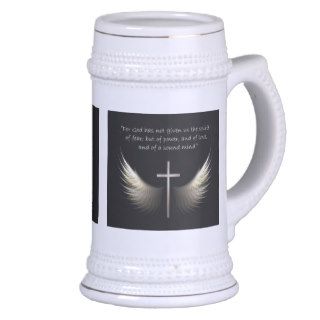 Holy Spirit Wings with Cross and Scripture Stein Coffee Mug