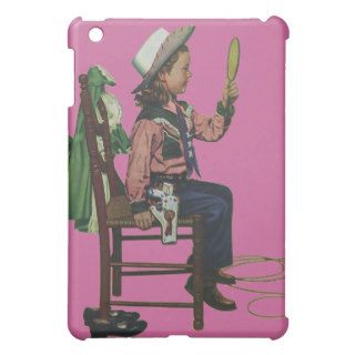 Vintage Girl Cowgirl Looking  Mirror She's so Vain Case For The iPad Mini