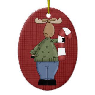 Country Moose Ceramic Christmas Ornament