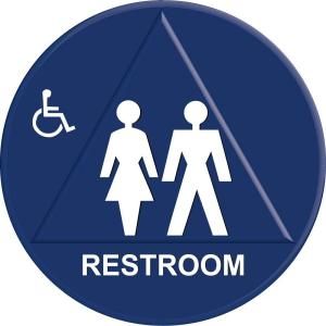 Lynch Sign 12 in. x 12 in. Blue Plastic Circle Triangle Restroom Sign UNI 12